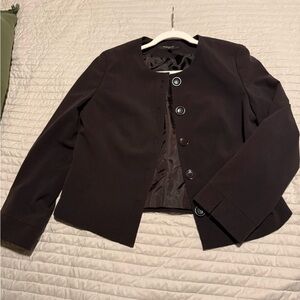 Francess Rita Cropped Blazer Jacket Womens Size 10 Brown Button Front